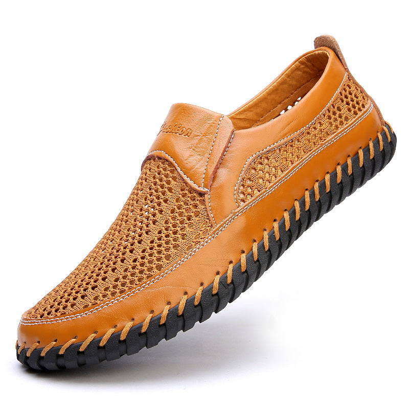 💥🔥【38-48】👞Nowe męskie buty ze skóry siatkowej na wiosnę i lato - duże rozmiary - prawdziwa skóra bydlęca, odporne na pot i nieprzyjemny zapach, oddychające i wygodne🔥💥_3979637