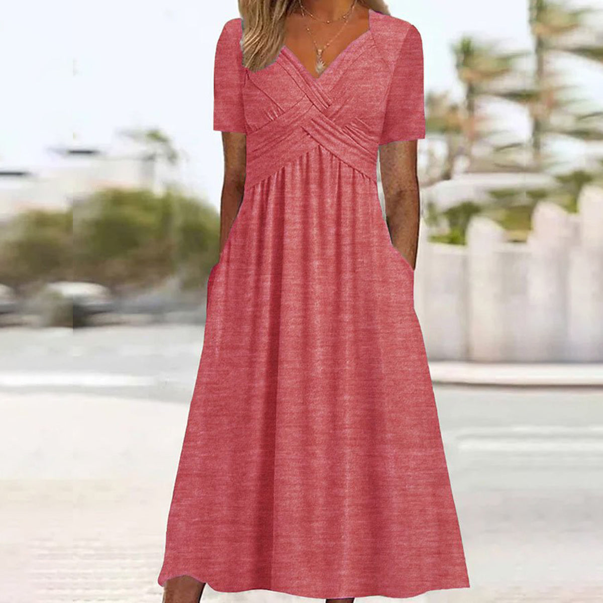 ✨🔥【Reducere 50%】🔥【S-3XL】Rochie de vară 2025, de înaltă calitate, în culori solide, casual, la modă