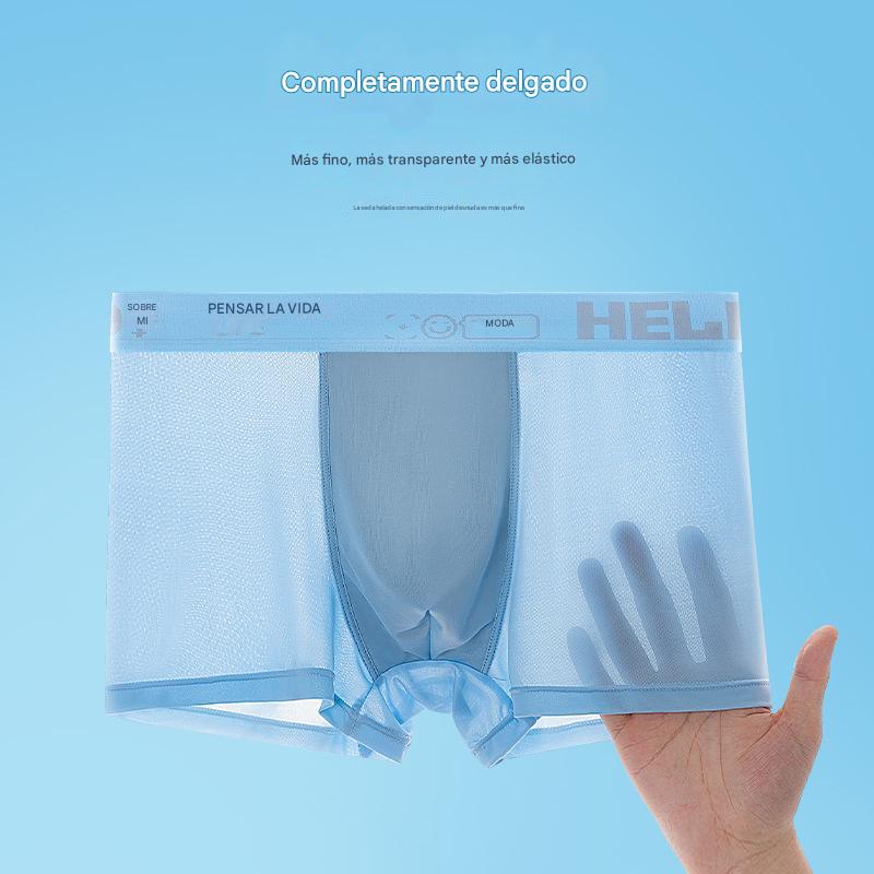 🧊【Compra 3 y obtén 3 gratis】Calzoncillos tipo bóxer de seda de hielo finos y transpirables para hombre, superventas de verano