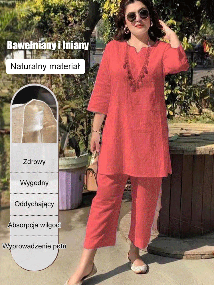 🔥🎉【Topy + Spodnie】2025 Lato Nowy Moda Casual Damski Garnitur ✅Wygodny ✅Miękki ✅Oddychający