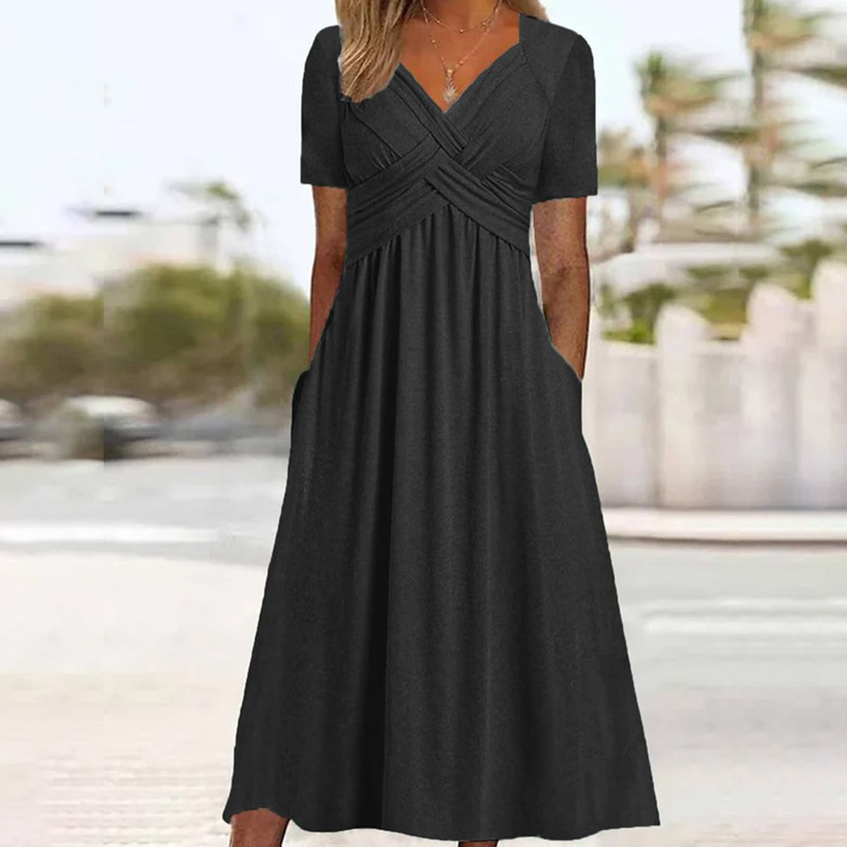 ✨🔥【Reducere 50%】🔥【S-3XL】Rochie de vară 2025, de înaltă calitate, în culori solide, casual, la modă
