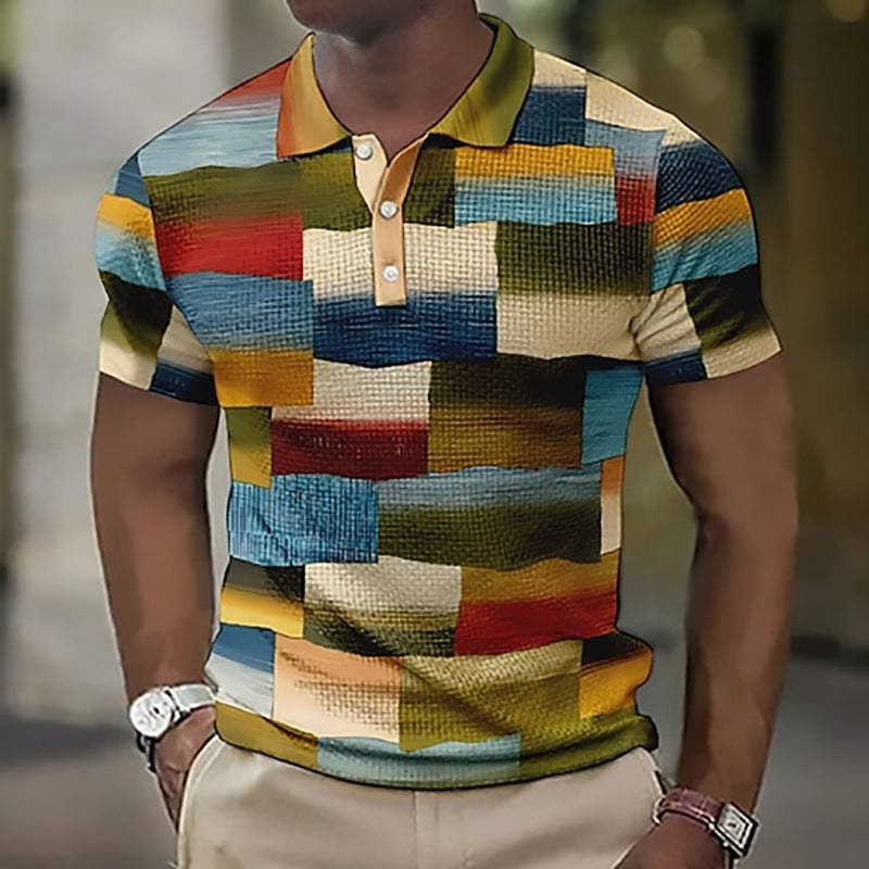 💥👕【S-5XL】2025 Męska swobodna koszulka POLO z geometrycznym wzorem