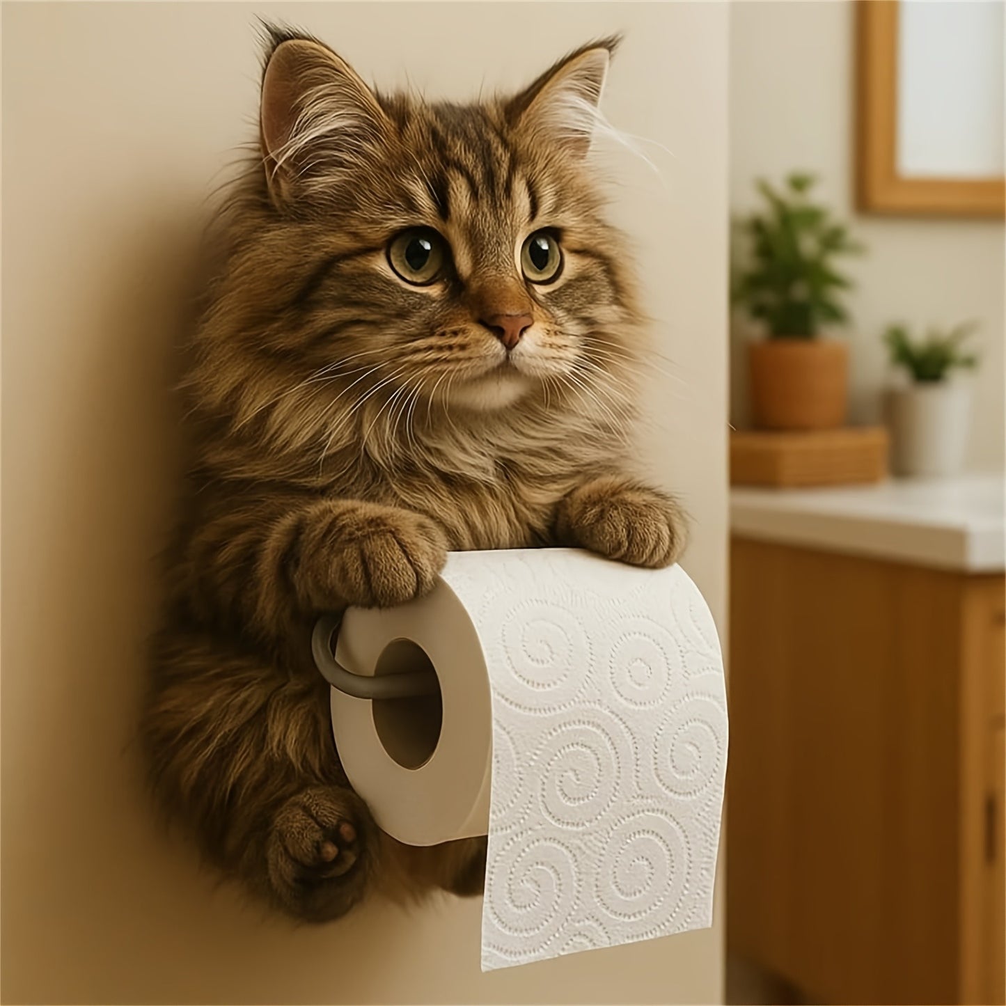 🐱Lindo porta rollo de papel higiénico con temática de gato
