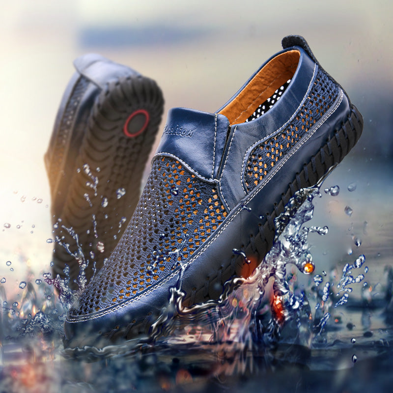 💥🔥【38-48】👞Nowe męskie buty ze skóry siatkowej na wiosnę i lato - duże rozmiary - prawdziwa skóra bydlęca, odporne na pot i nieprzyjemny zapach, oddychające i wygodne🔥💥_3979637