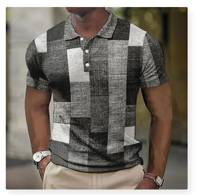 💥👕【S-5XL】2025 Męska swobodna koszulka POLO z geometrycznym wzorem