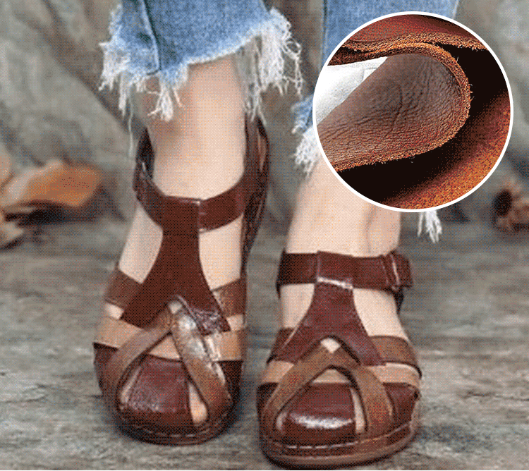 🔥🩰【35-43】Sandalias de plataforma de cuero suave y hueco para mujer
