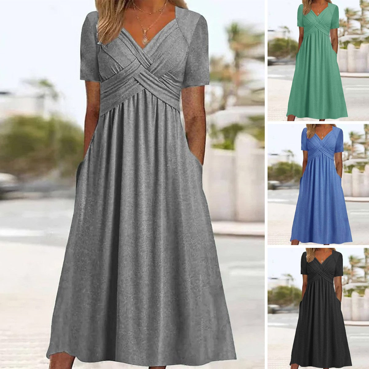 ✨🔥【Reducere 50%】🔥【S-3XL】Rochie de vară 2025, de înaltă calitate, în culori solide, casual, la modă