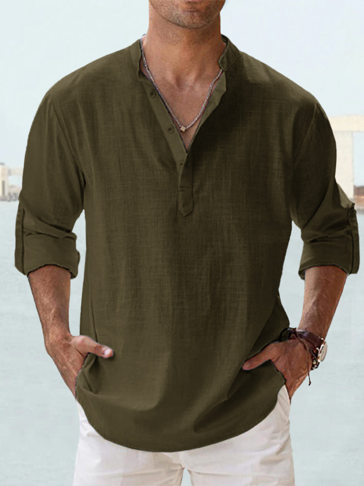 🔥【S-5XL】Camisa informal de manga larga de algodón y lino para hombre