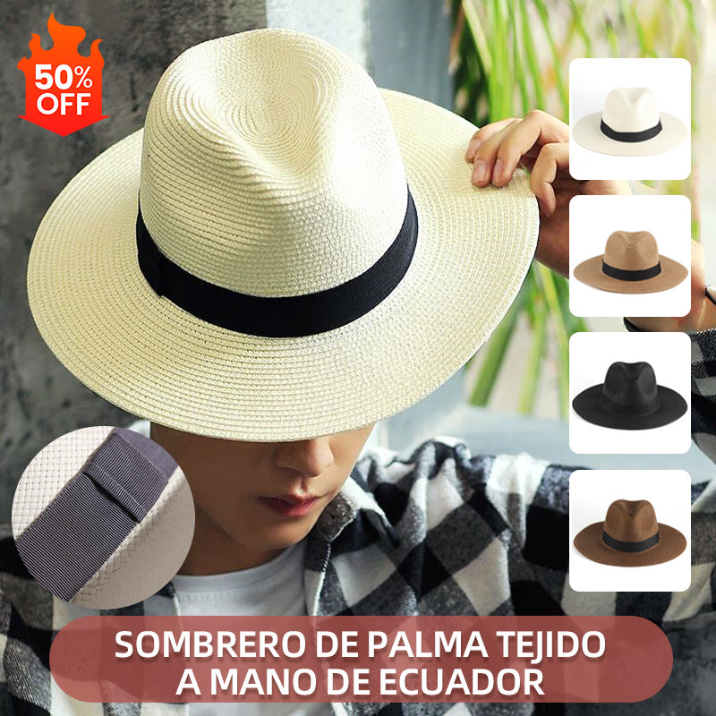 🌿 【56-58cm】Sombrero de palma tejido a mano de Ecuador._3980936