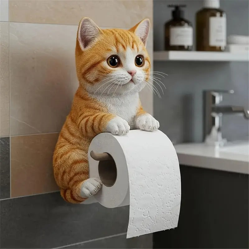 🐱Lindo porta rollo de papel higiénico con temática de gato
