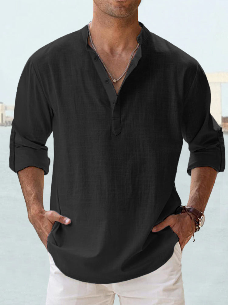 🔥【S-5XL】Camisa informal de manga larga de algodón y lino para hombre