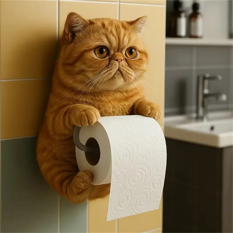 🐱Lindo porta rollo de papel higiénico con temática de gato