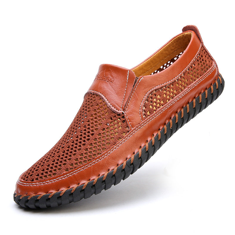 💥🔥【38-48】👞Nowe męskie buty ze skóry siatkowej na wiosnę i lato - duże rozmiary - prawdziwa skóra bydlęca, odporne na pot i nieprzyjemny zapach, oddychające i wygodne🔥💥_3979637