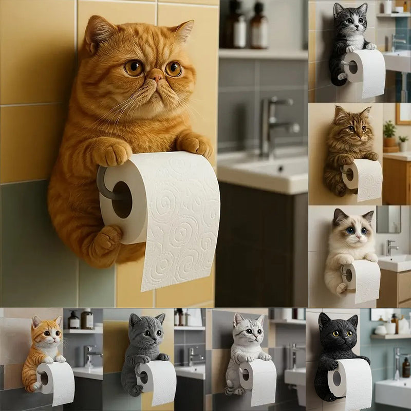 🐱Lindo porta rollo de papel higiénico con temática de gato