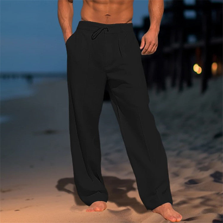 🔥【S–3XL】😍 Lniane luźne spodnie męskie w dużych rozmiarach, wygodne i przewiewne, idealne na co dzień i na wakacje