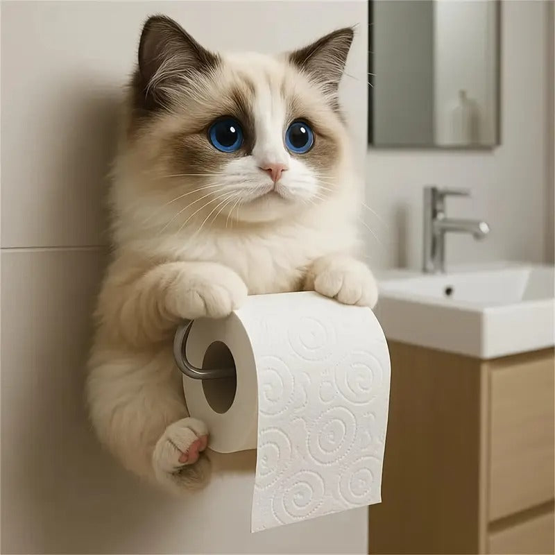 🐱Lindo porta rollo de papel higiénico con temática de gato