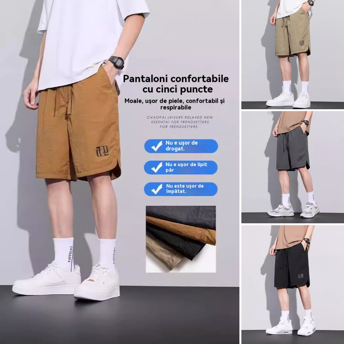 【M-5XL】Pantaloni scurți sport subțiri din mătase glacială pentru bărbați, cu uscare rapidă, vara 2025