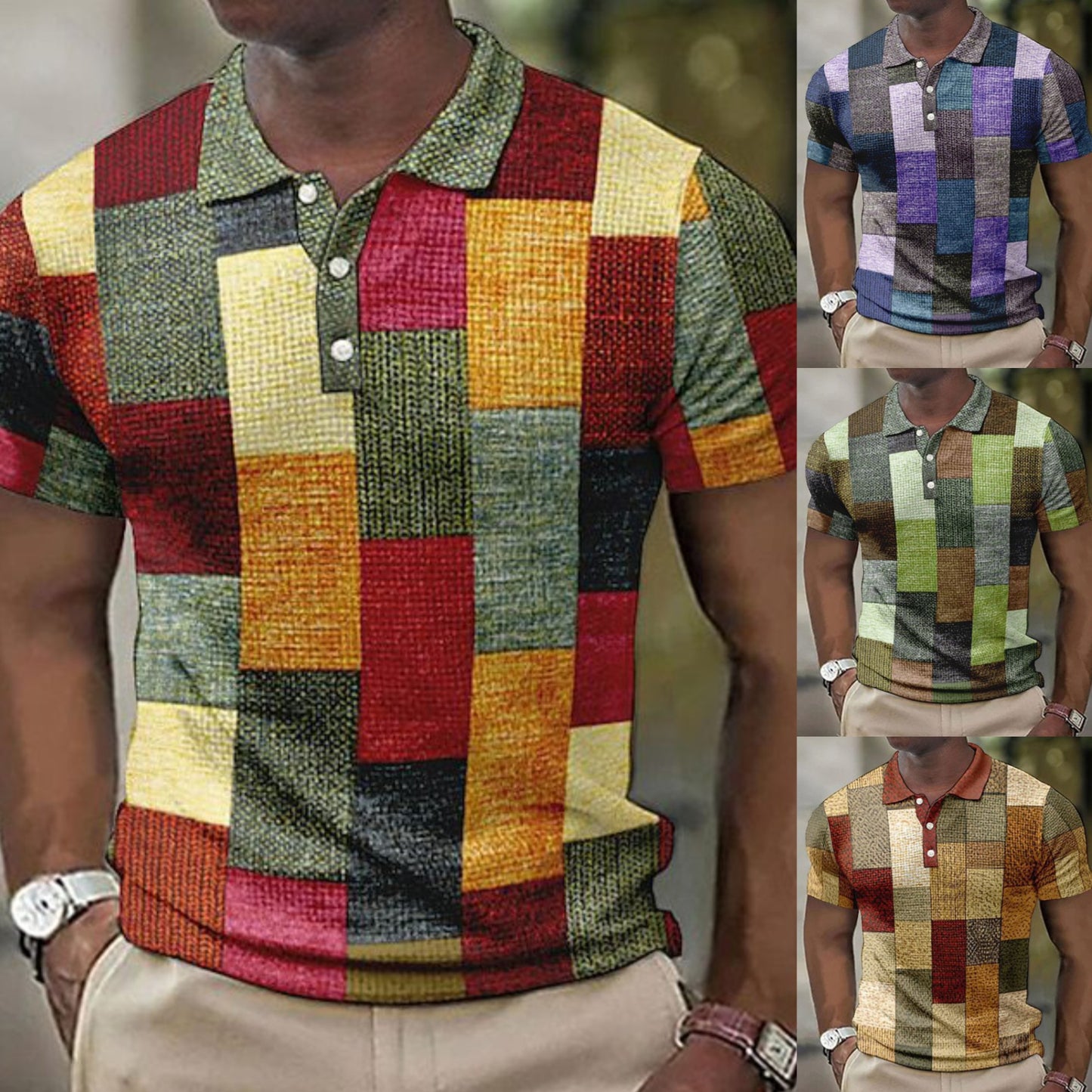 💥👕【S-5XL】2025 Męska swobodna koszulka POLO z geometrycznym wzorem