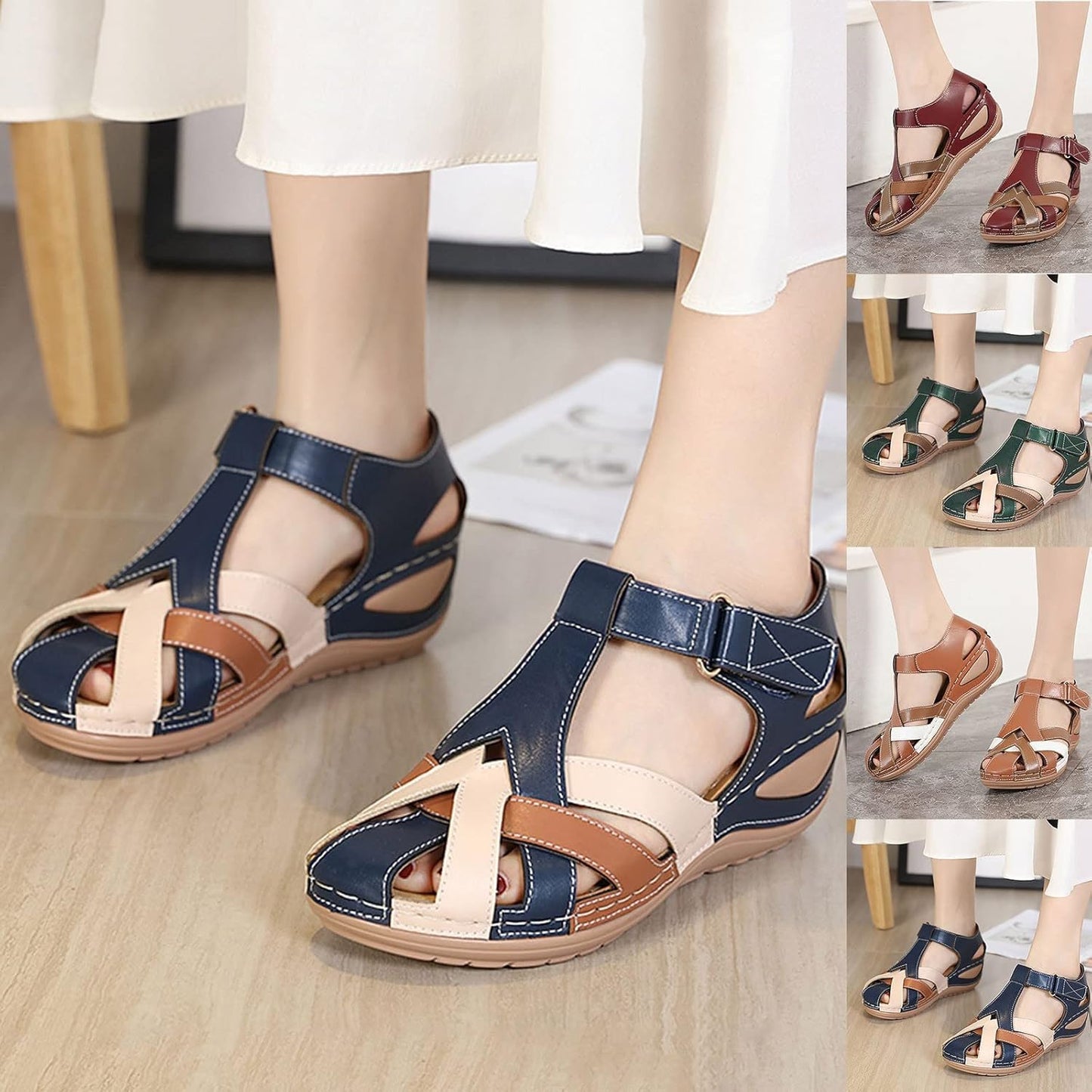 🔥🩰【35-43】Sandalias de plataforma de cuero suave y hueco para mujer