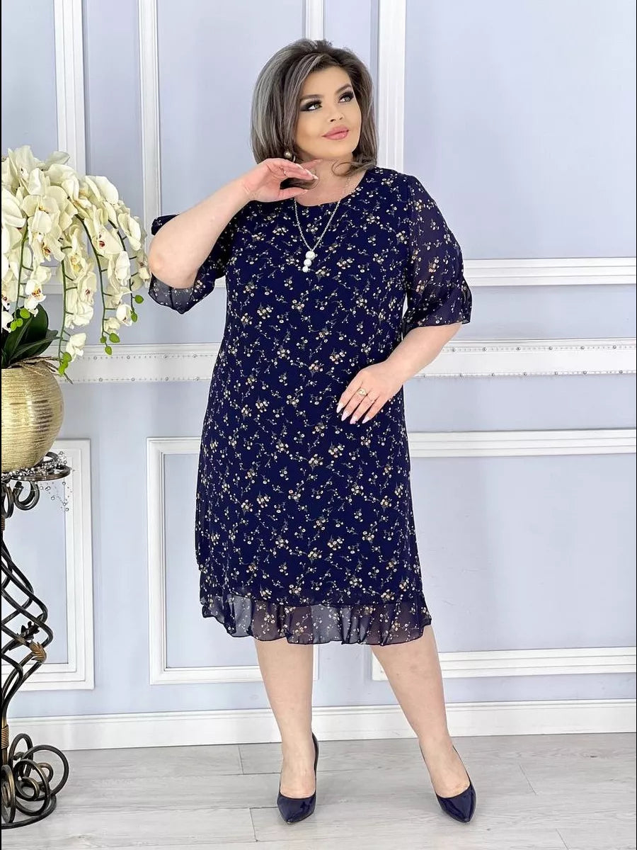 💥👗💕【S-5XL】Rochie elegantă cu imprimeu floral mic de înaltă calitate