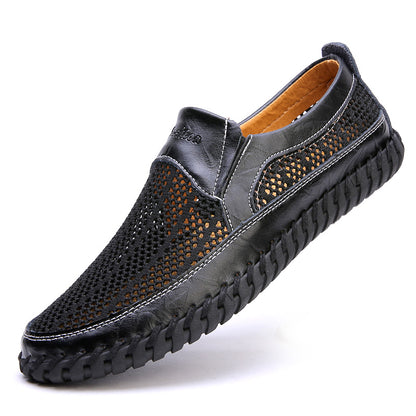 💥🔥【38-48】👞Nowe męskie buty ze skóry siatkowej na wiosnę i lato - duże rozmiary - prawdziwa skóra bydlęca, odporne na pot i nieprzyjemny zapach, oddychające i wygodne🔥💥_3979637