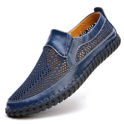 💥🔥【38-48】👞Nowe męskie buty ze skóry siatkowej na wiosnę i lato - duże rozmiary - prawdziwa skóra bydlęca, odporne na pot i nieprzyjemny zapach, oddychające i wygodne🔥💥_3979637