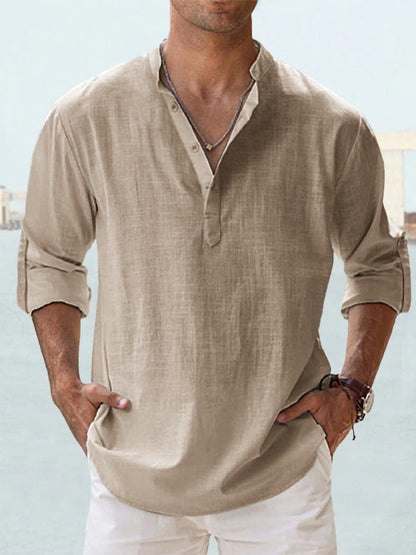 🔥【S-5XL】Camisa informal de manga larga de algodón y lino para hombre