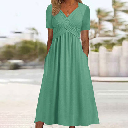 ✨🔥【Reducere 50%】🔥【S-3XL】Rochie de vară 2025, de înaltă calitate, în culori solide, casual, la modă