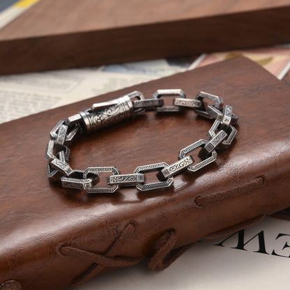 ✨【Fabricată din argint sterling】Brățară de argint S925 pentru bărbați, cu mărgele răsucitoare