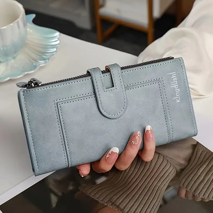 👜 [Reducere pe timp limitat]Portofel retro pentru femei din piele naturală, cu slot pentru mai multe carduri, cu fermoar dublu