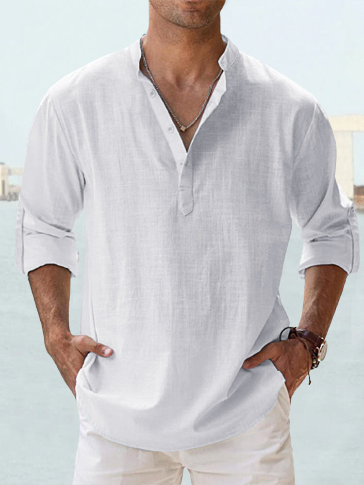 🔥【S-5XL】Camisa informal de manga larga de algodón y lino para hombre