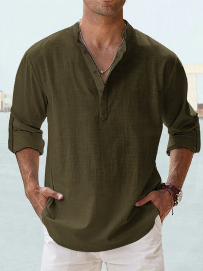 🔥【S-5XL】Camisa informal de manga larga de algodón y lino para hombre