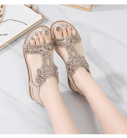 👡❤️【36-43】2025 Sandale plate cu strasuri boeme