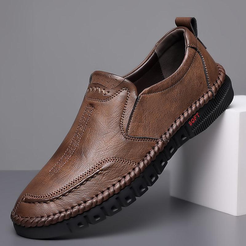 👞【39-44】2025 nowe męskie oryginalne skórzane buty casualowe miękka podeszwa antypoślizgowe oddychające skórzane buty