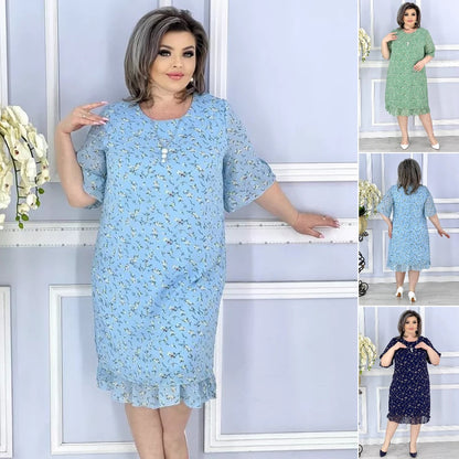 💥👗💕【S-5XL】Rochie elegantă cu imprimeu floral mic de înaltă calitate