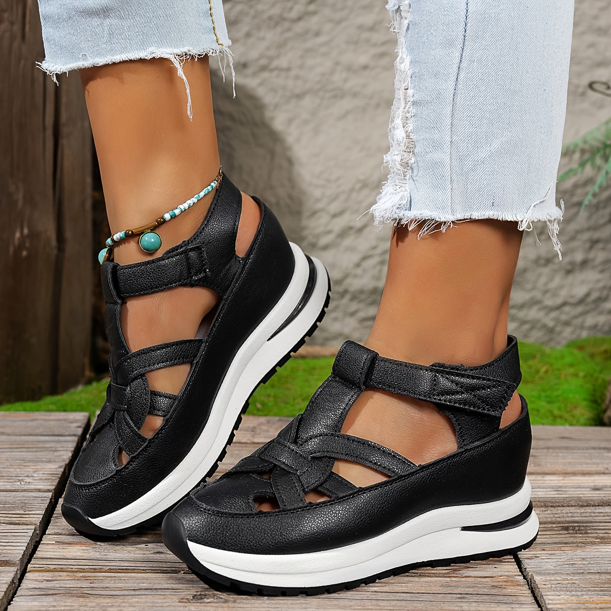 🔥👡【35-43】2025 sandale la modă pentru femei cu toc pană în stil nou, tălpi groase confortabile, creștere invizibilă a înălțimii, casual și versatile._3974694