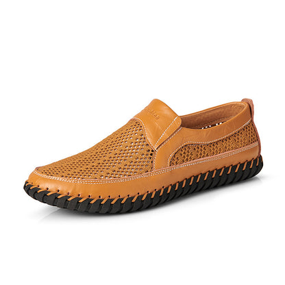 💥🔥【38-48】👞Nowe męskie buty ze skóry siatkowej na wiosnę i lato - duże rozmiary - prawdziwa skóra bydlęca, odporne na pot i nieprzyjemny zapach, oddychające i wygodne🔥💥_3979637