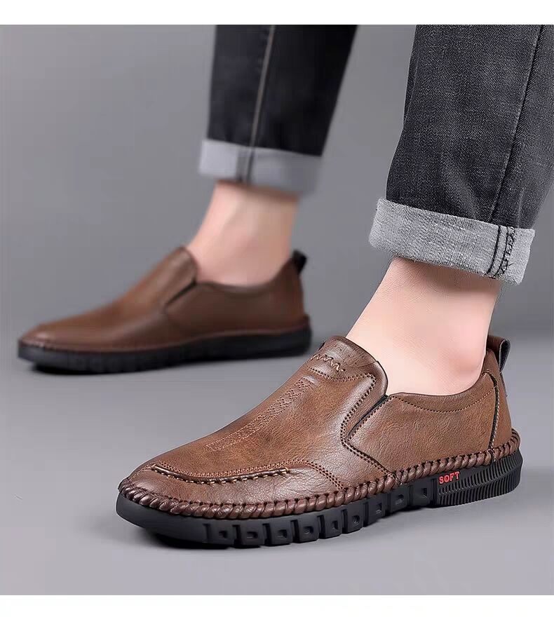 👞【39-44】2025 nowe męskie oryginalne skórzane buty casualowe miękka podeszwa antypoślizgowe oddychające skórzane buty