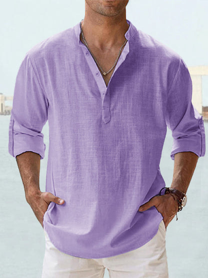 🔥【S-5XL】Camisa informal de manga larga de algodón y lino para hombre