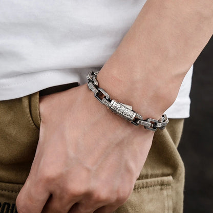 ✨【Fabricată din argint sterling】Brățară de argint S925 pentru bărbați, cu mărgele răsucitoare