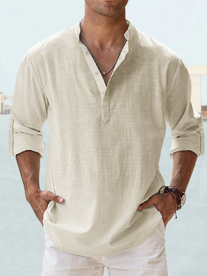 🔥【S-5XL】Camisa informal de manga larga de algodón y lino para hombre
